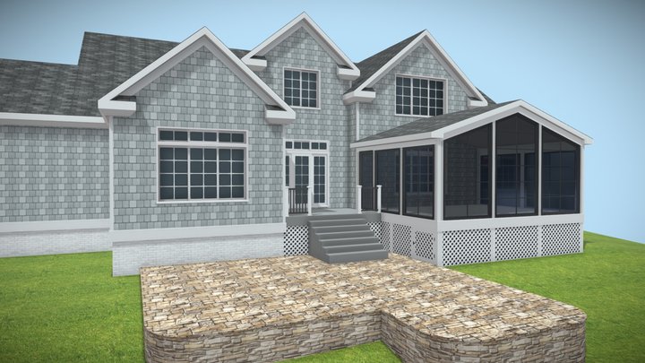 Grey Screened Porch 3D Model