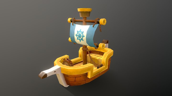 SEAGULL SHIP GAME READY 3D Model