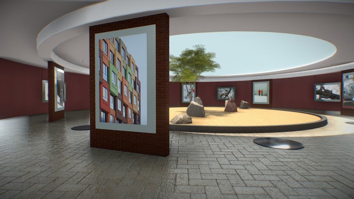 VR Gallery "Rock Garden" [ not baked ] 3D Model