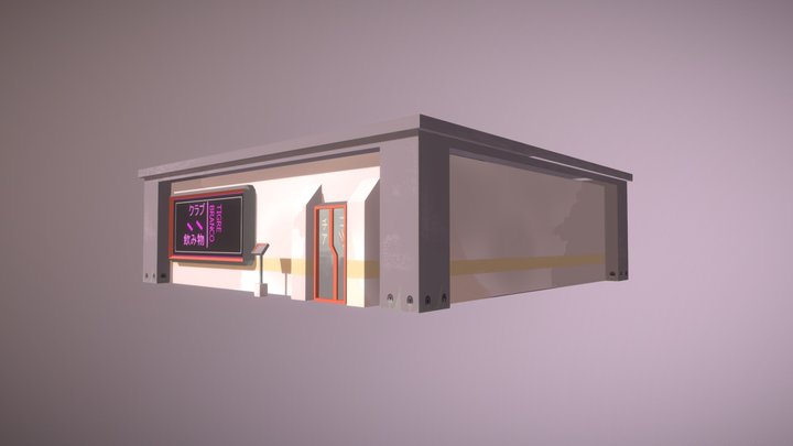 Low Poly Cyberpunk Club First Floor 3D Model