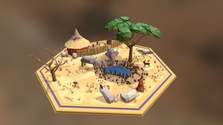 Savanna Diorama 3D Model