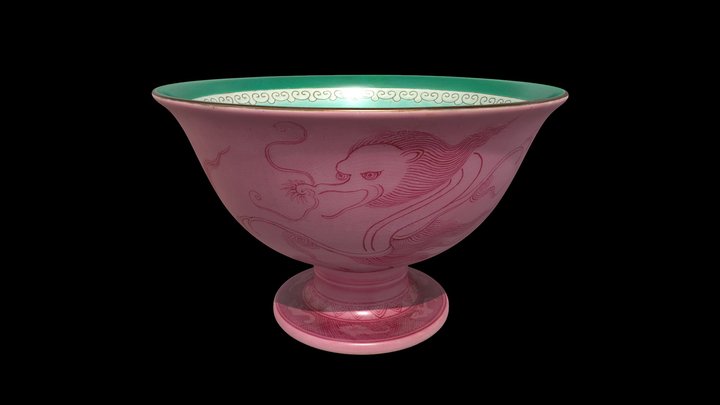有節萬古　腥臙脂釉龍文盃洗 3D Model