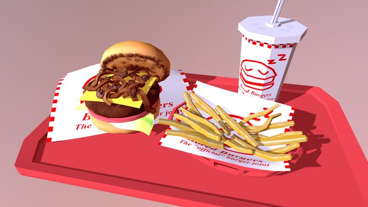 a Bored Burgers meal 3D Model