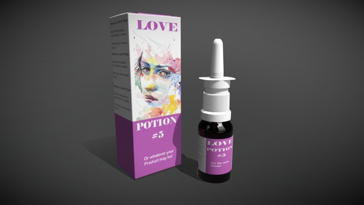 nasal spray bottle and box 3D Model