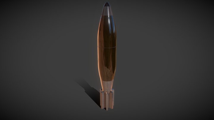 120mm HE-T Cannon Bullet 3D Model