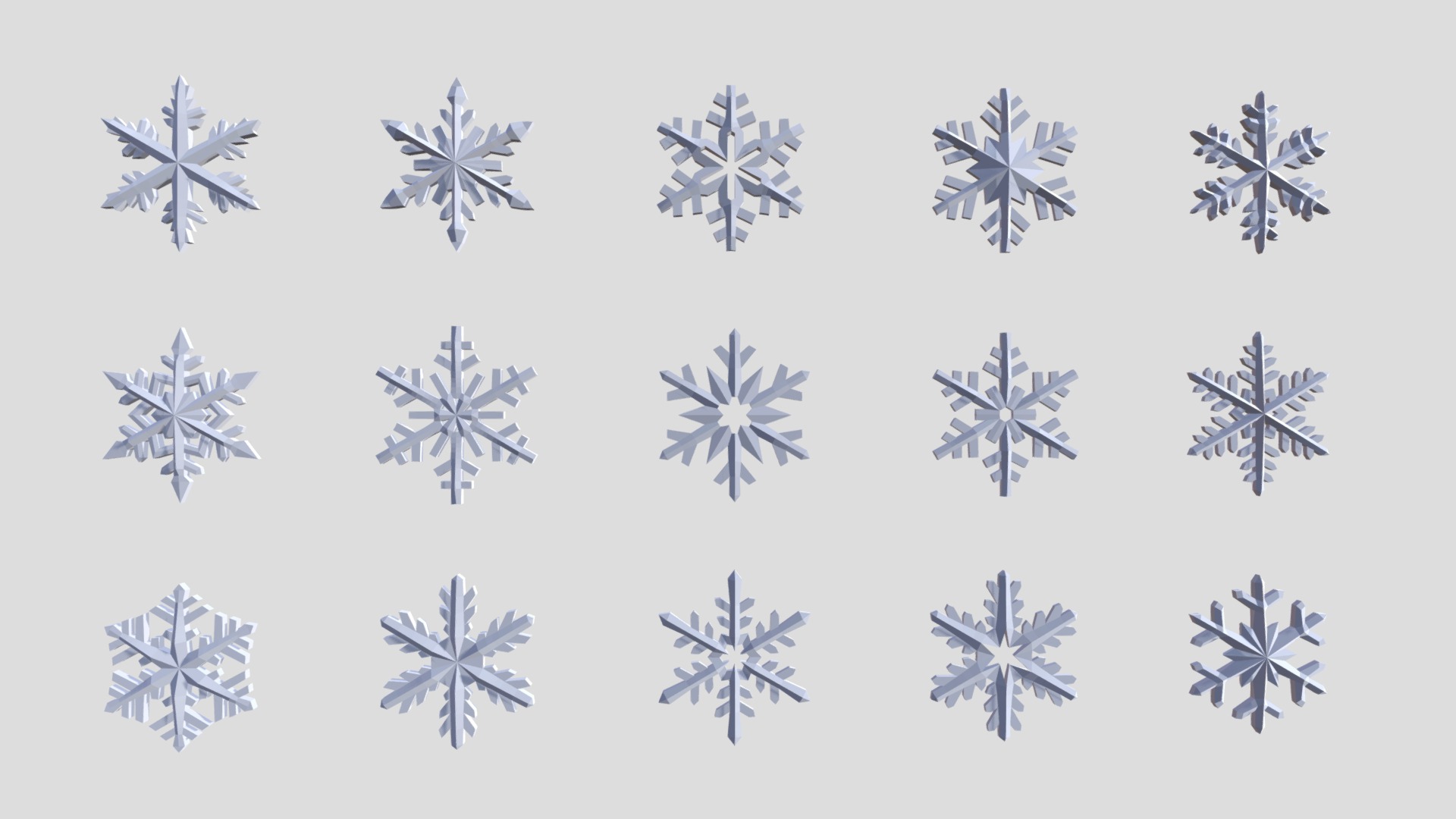 3D model 15 snowflakes - This is a 3D model of the 15 snowflakes. The 3D model is about background pattern.