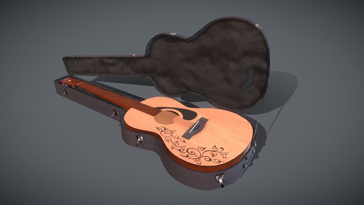 Guitar and Case 3D Model
