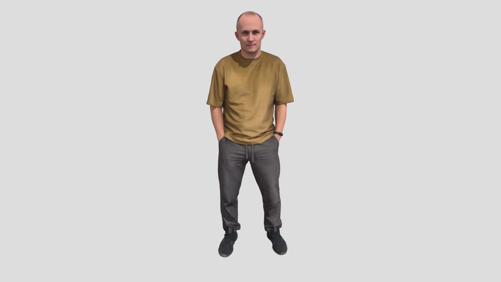 Urban Minimalist Bald Man In Mustard