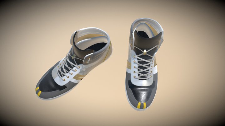 Air_Gold Leather Shoes 3D Model