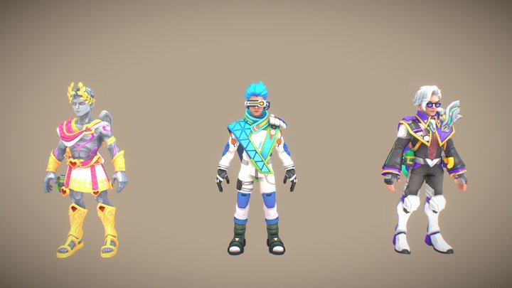 Men with power suit Rig Characters 3D Model
