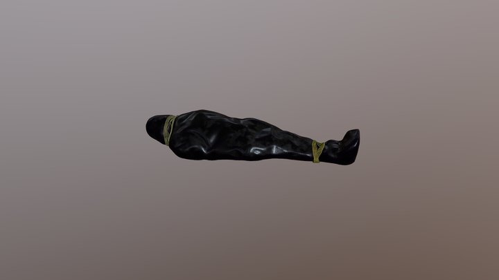 Corpse in a black body bag with ropes 3D Model