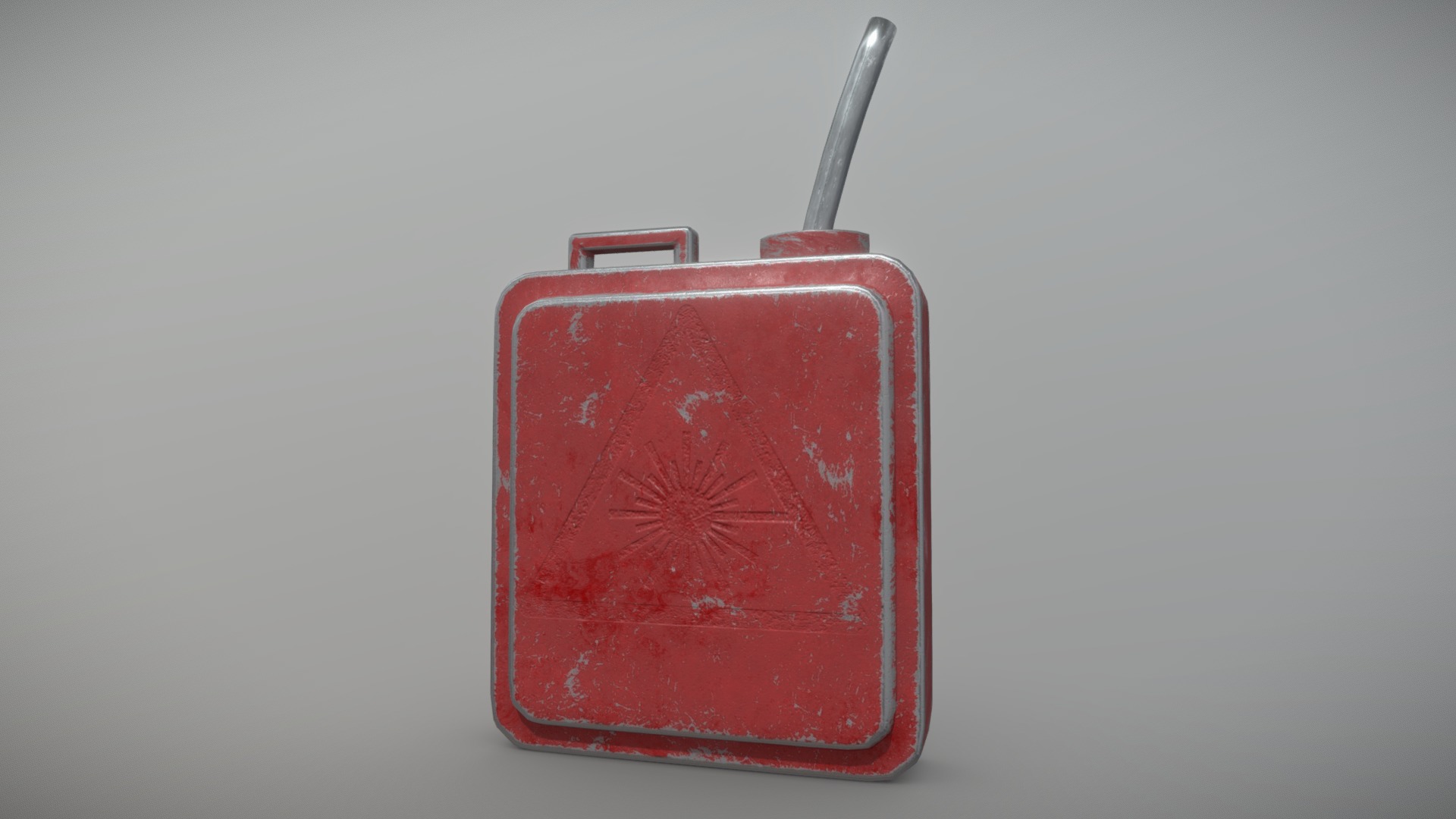3D model Gas_Can_PUBG_STYLE - This is a 3D model of the Gas_Can_PUBG_STYLE. The 3D model is about a red lighter with a metal handle.