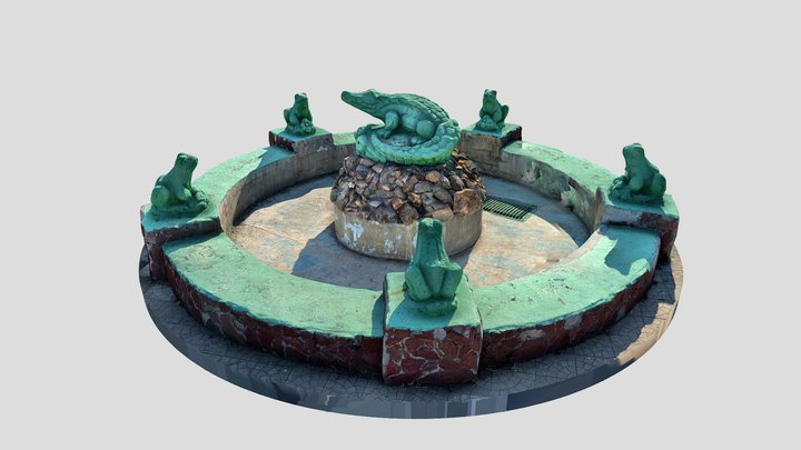 Крокодил и лягушки 3D Model