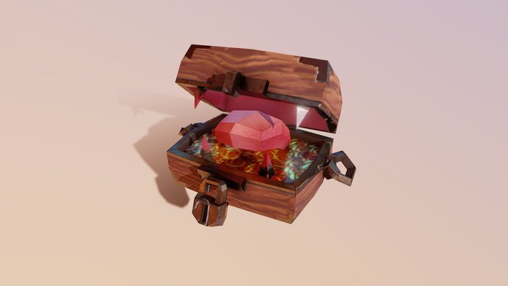 Low Poly Mimic Treasure Chest 3D Model
