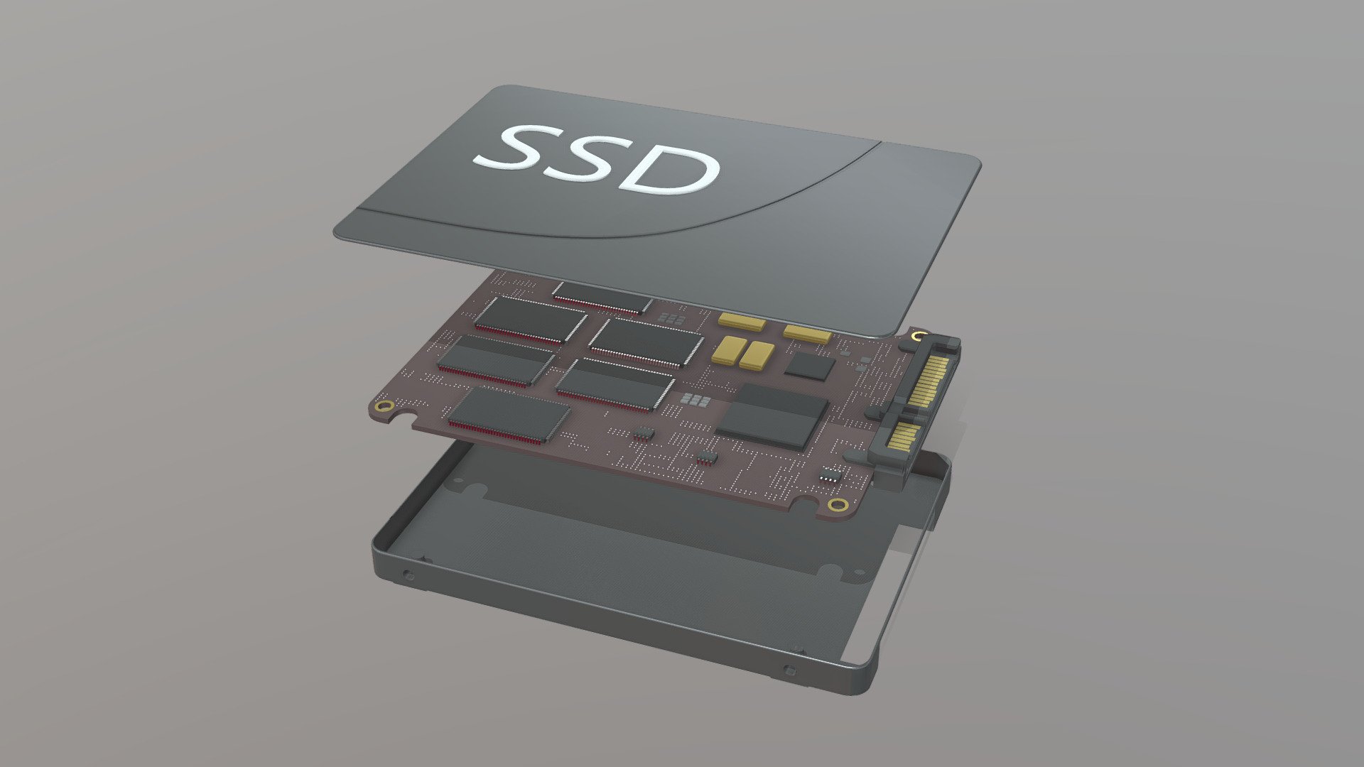 Solid state drive and its parts — Sketchfab embed 3D viewer