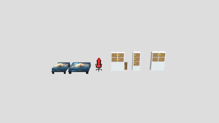 Low Poly Bedroom Props Pack – Modelo 3D gratuito STL