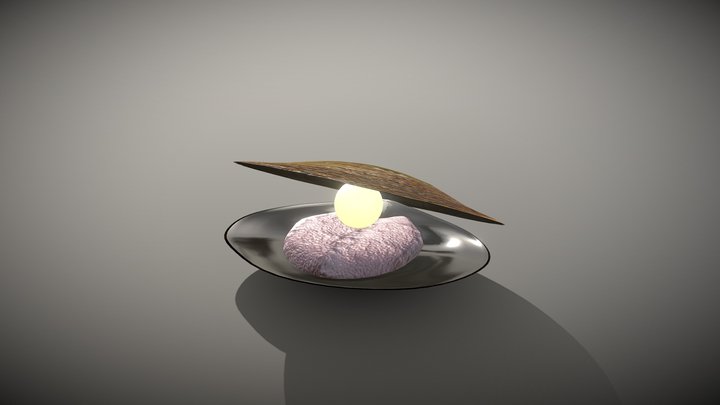 Clam with tongue and pearl 3D Model