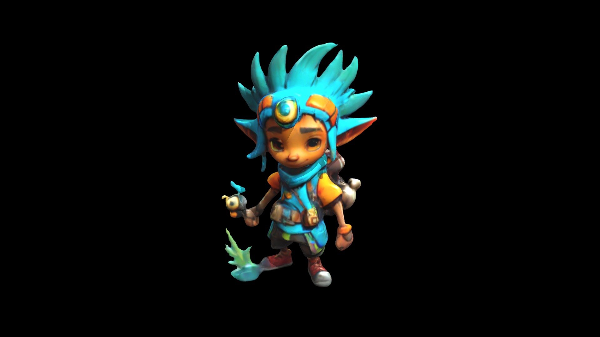 a cartoon character with blue hair and a back - Download Free 3D model ...