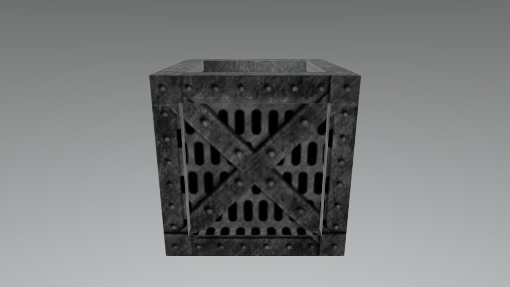 Open Metal Crate 3D Model