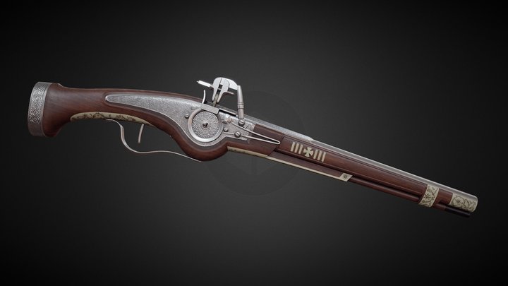 17th century Wheellock Pistol 3D Model