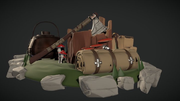 DS - Adventurer's Camp Diorama 3D Model