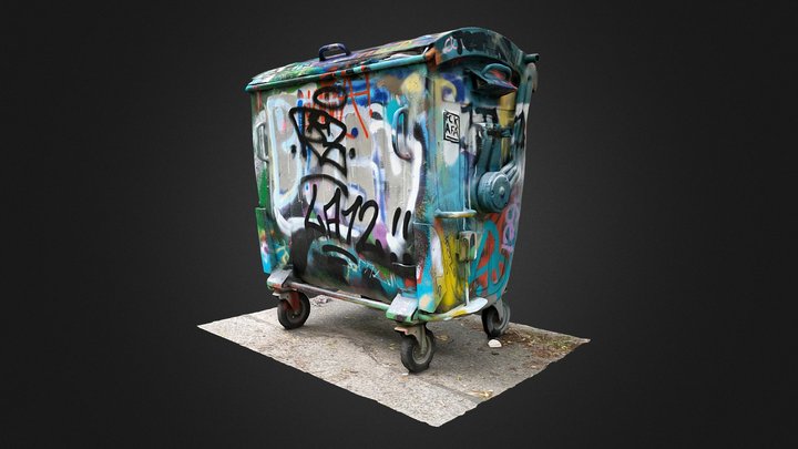 Graffiti Waste Container 3D Model