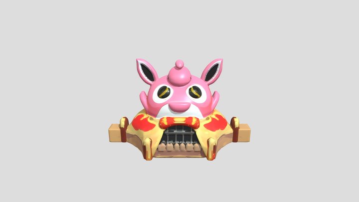 pink plush character with hypnotic eyes 3D Model