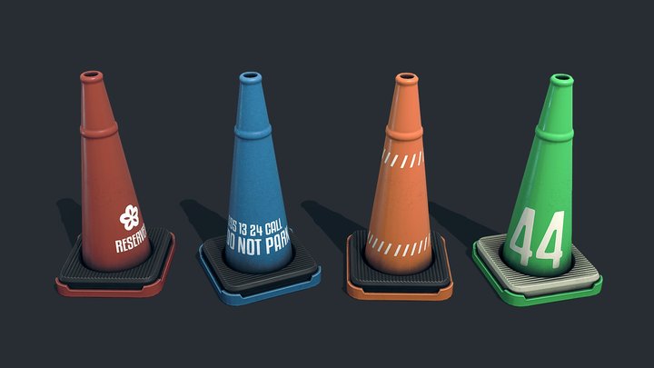 Traffic Cones Color Variations – Modelo 3D gratuito STL