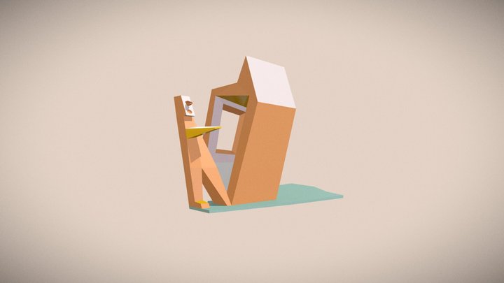 Dynamic Construction Man-House 3D Model