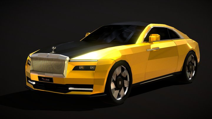 Low Poly Luxury Rolls Royce Spectre 2024 | Gold 3D Model