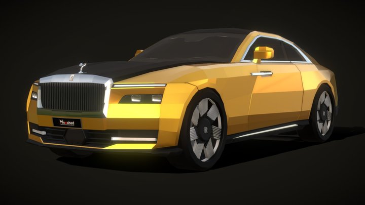 Low Poly Luxury Rolls Royce Spectre 2024 | Gold 3D Model