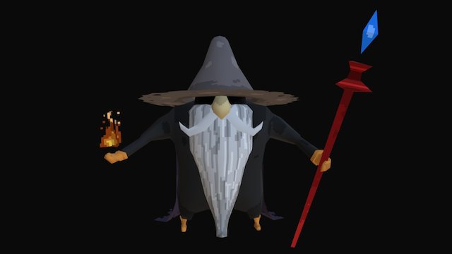 Wizard LowPoly Pixelart 3D Model