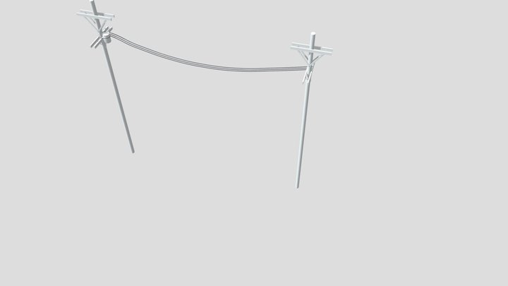 Realistic Wooden Utility Pole Pair