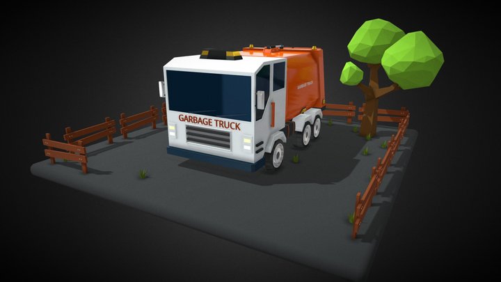 LowPoly Garbage Truck 3D Model