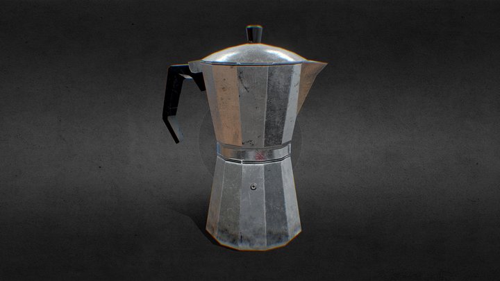 Low Poly Italian Coffee Maker 3D Model