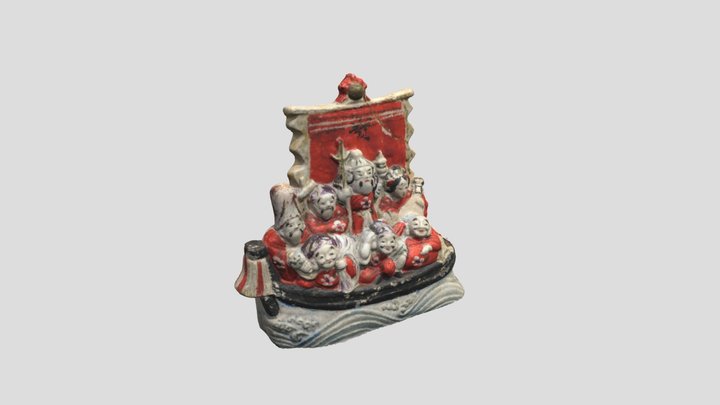 花巻人形（七福神宝船） 3D Model