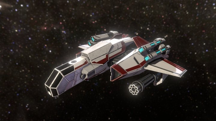 Low Poly Spacefighter Variant 2 3D Model