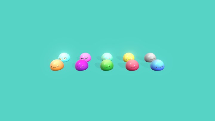 Cute Slime Gang 3D Model