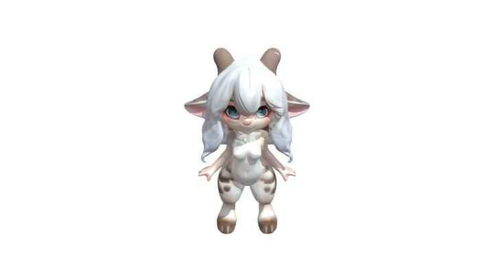 Anthropomorphic goat-like character with fluffy 3D Model