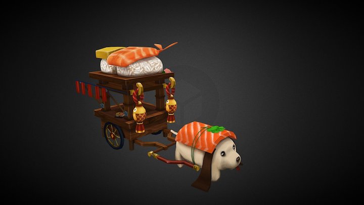Sushi dog cart 3D Model