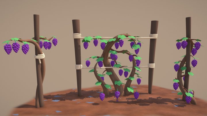 Stylized Vines + Grape - Character 3D Model