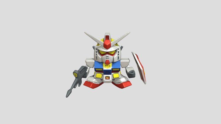 miniature robot with weapon and shield 3D Model