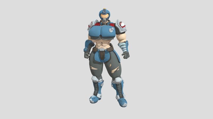 Armored muscular humanoid 3D Model
