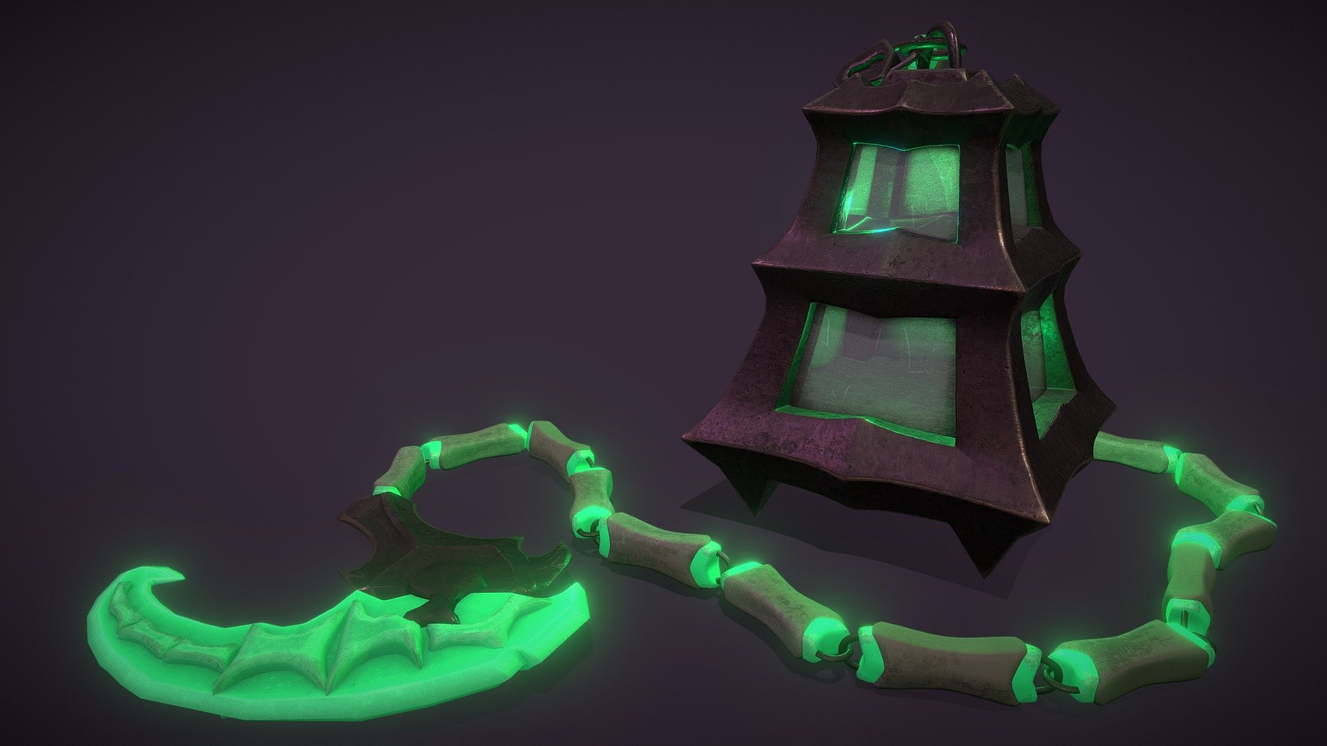 Thresh lantern and scythe 3D model by Luminie