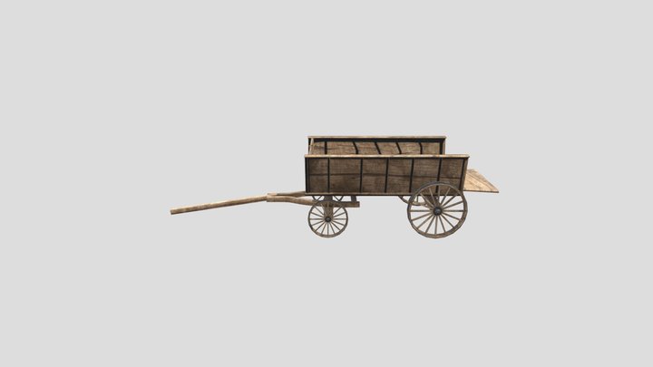 Wild West Wooden Wagon 3D Model