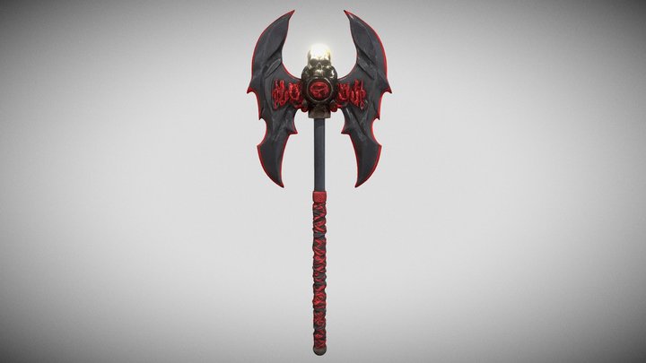 Crimson Skull Axe 3D Model