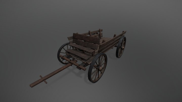 Old Wooden Carriage 3D Model