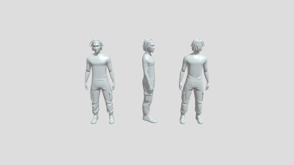 Male human character turnaround wearing casual