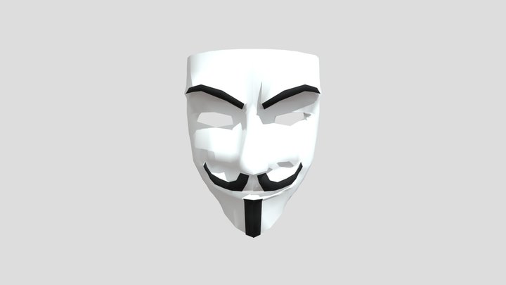 Low Poly Guy Fawkes Mask 3D Model