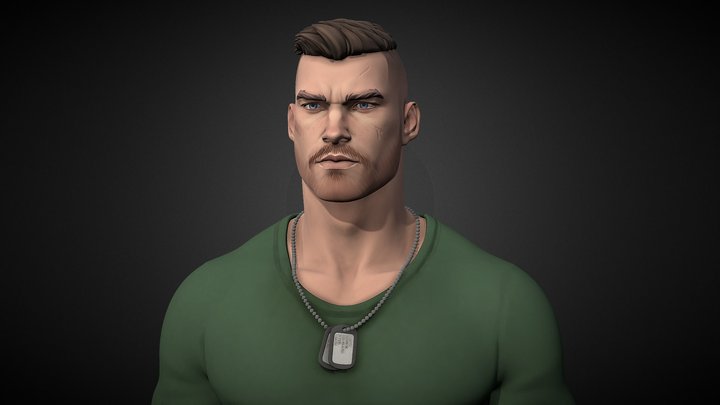 Soldier Character Portrait - highpoly 3D Model